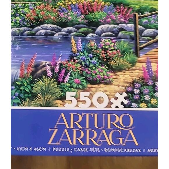CEACO JIGSAW PUZZLE- COUNTRY COTTAGE, POND, SWAN- ARTURO ZARRAGA - 550 PC - Picture 5 of 7